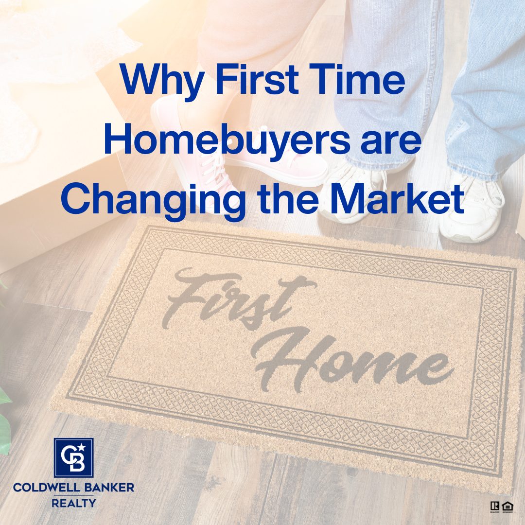A welcome mat that says “First Home” on a wood floor with two people standing nearby wearing casual shoes, representing first-time homebuyers entering a new house.